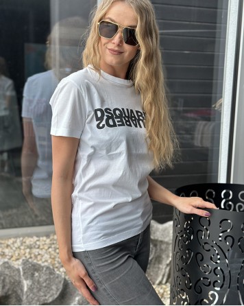 Triko pánské Dsquared2 bílé s nápisem